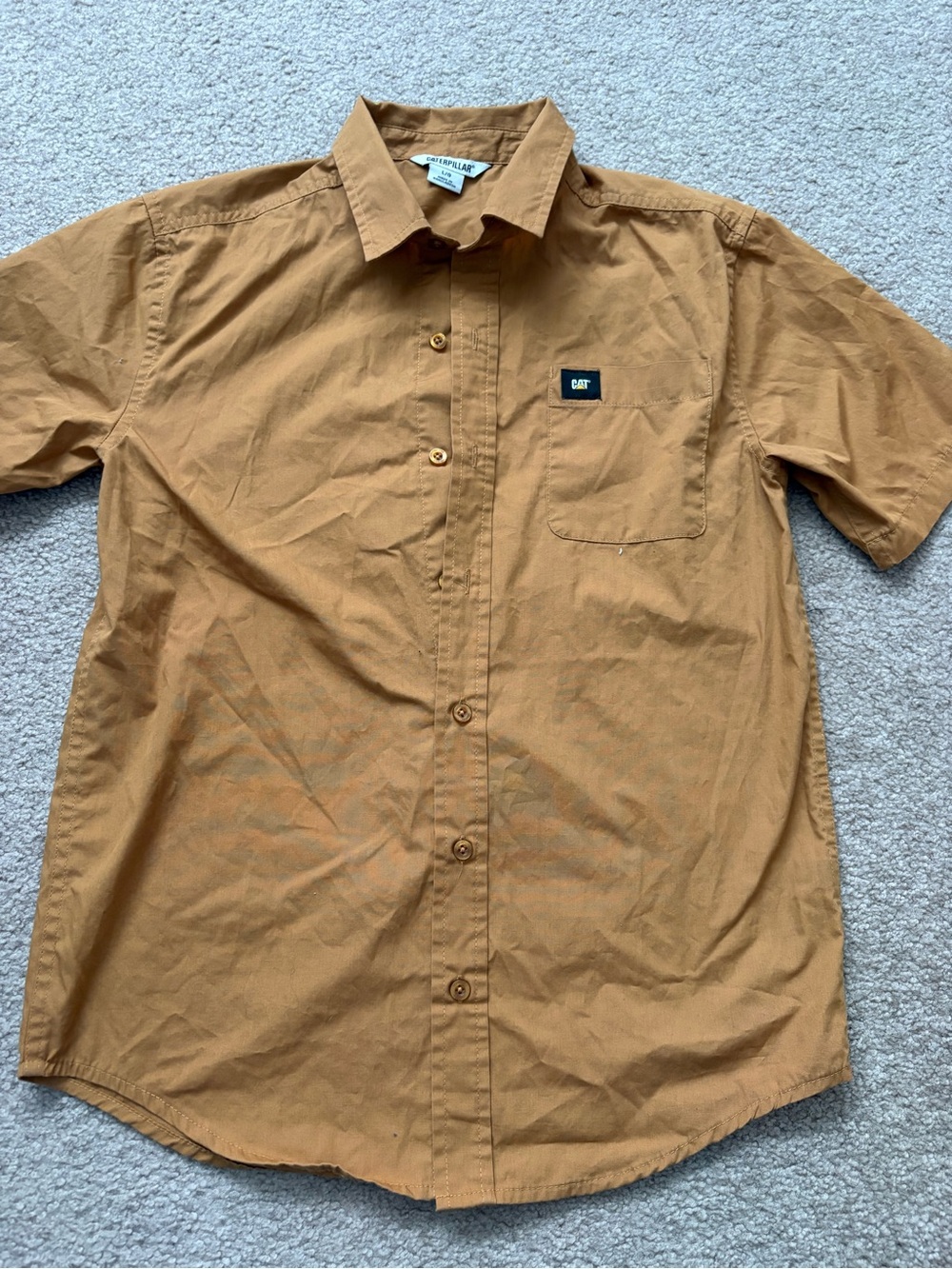 Caterpillar Short-Sleeve Button-Down Shirt in Brown